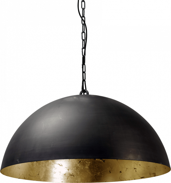 Larry 60cm hanglamp gunmetal met bladgoud
