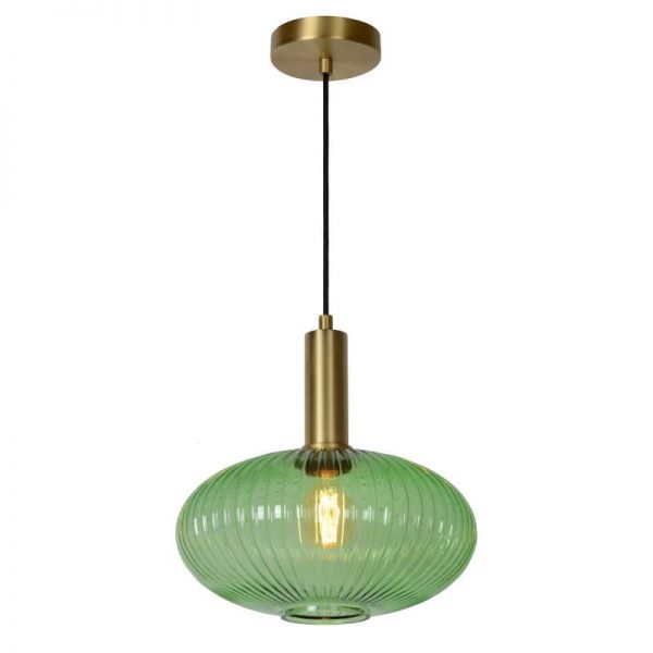 Hanglamp Danique - Groene glazen kap (30 cm)