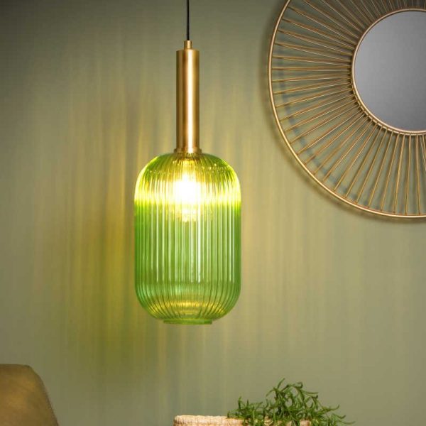 hanglamp retro - kap van glas (groen) cilinder danique